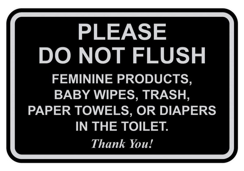 All Quality Classic Framed Please Do Not Flush Thank You Bathroom Etiquette Sign - 5" x 7" (Black-Silver) 1 Pack - Image 1